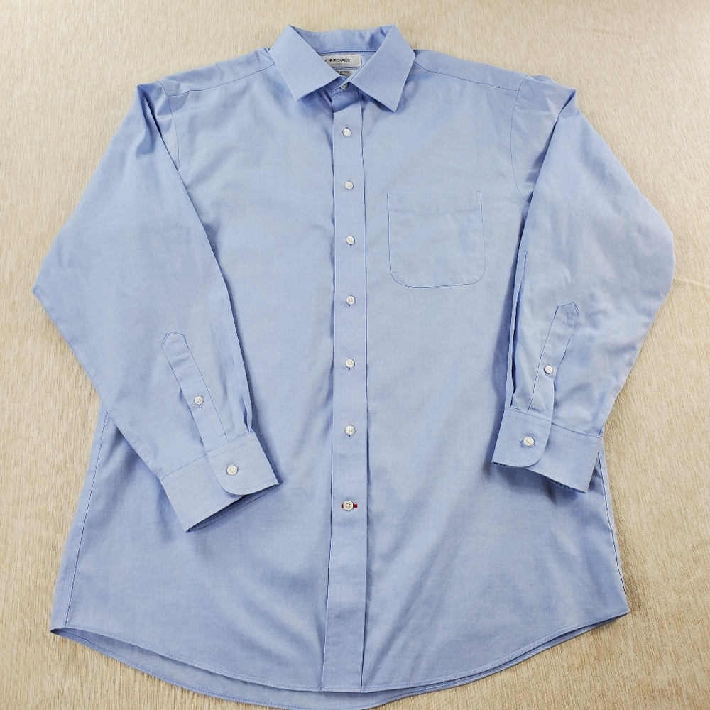 Daniel Cremieux Dress Light Blue Shirt Size 16/33 100s Pinpoint 100% Cotton